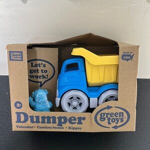 Vibrant Blue and Yellow Dump Truck with Sturdy Design and Functional Dump Bed